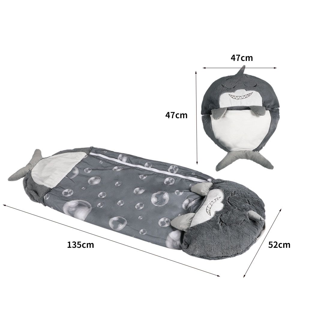 Sleeping Bag Child Pillow Kids Bags Happy Napper Gift Shark M/L Grey