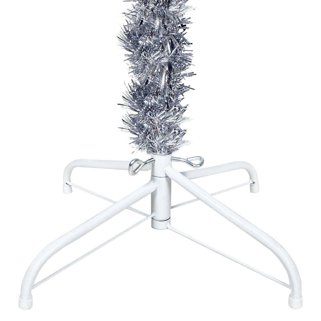 Slim Christmas Tree with LEDs& Ball Set Silver 120 cm