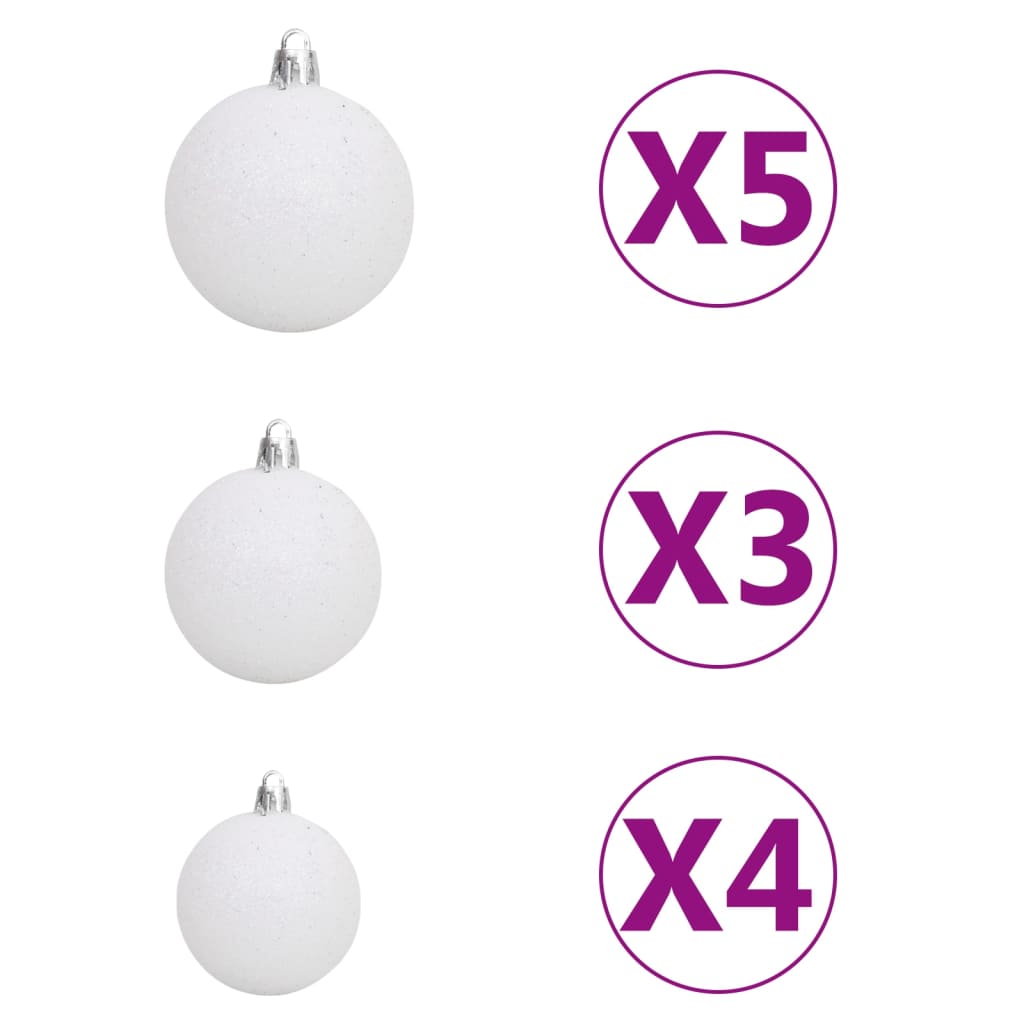 Slim Christmas Tree with LEDs& Ball Set Silver 120 cm