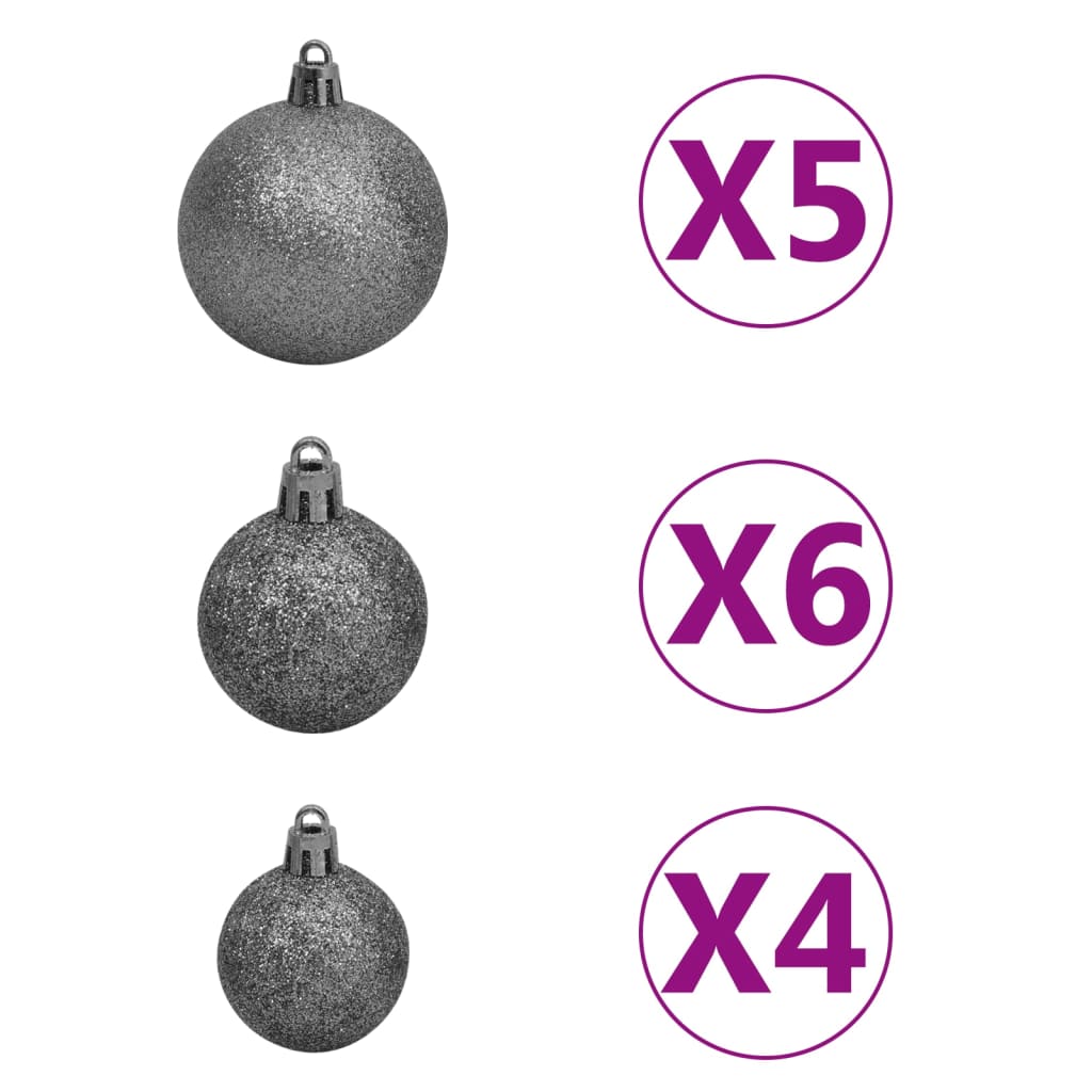 Slim Christmas Tree with LEDs& Ball Set Silver 120 cm