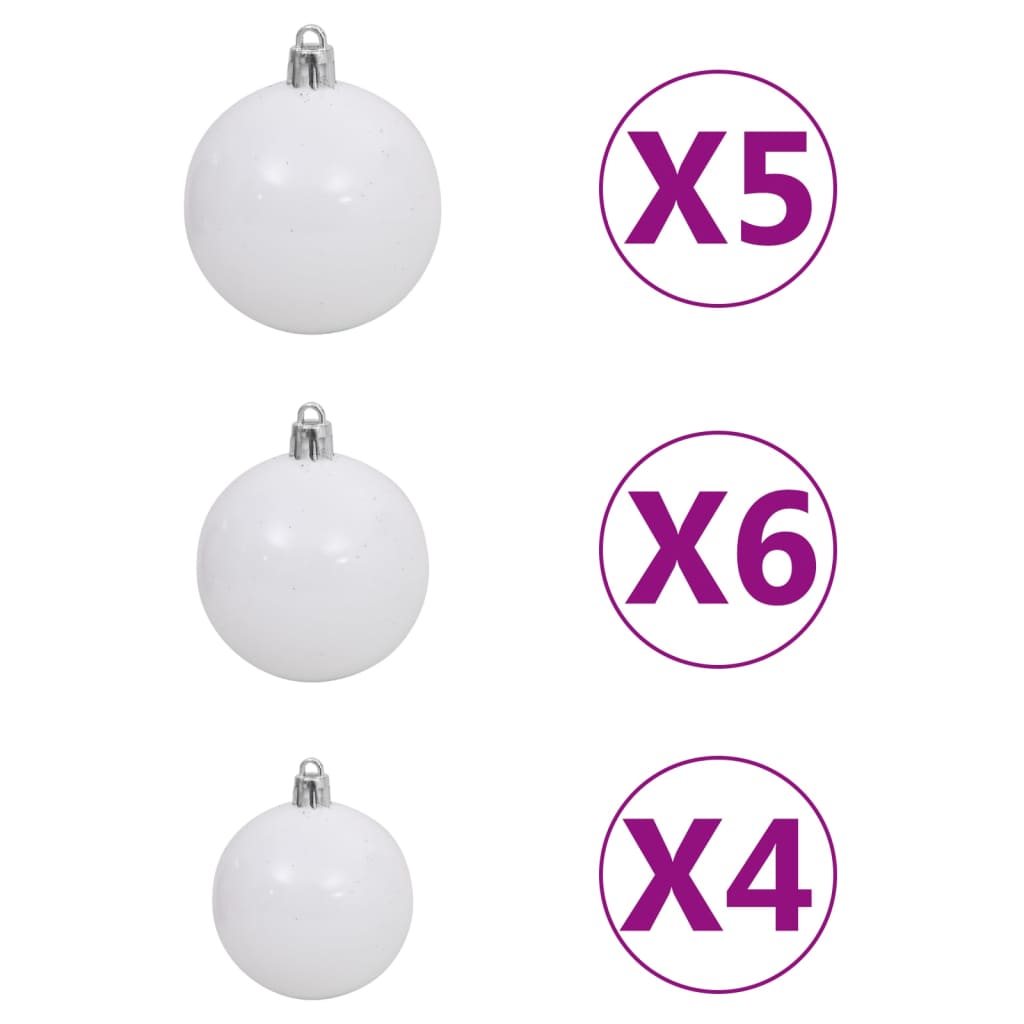 Slim Christmas Tree with LEDs& Ball Set Silver 120 cm