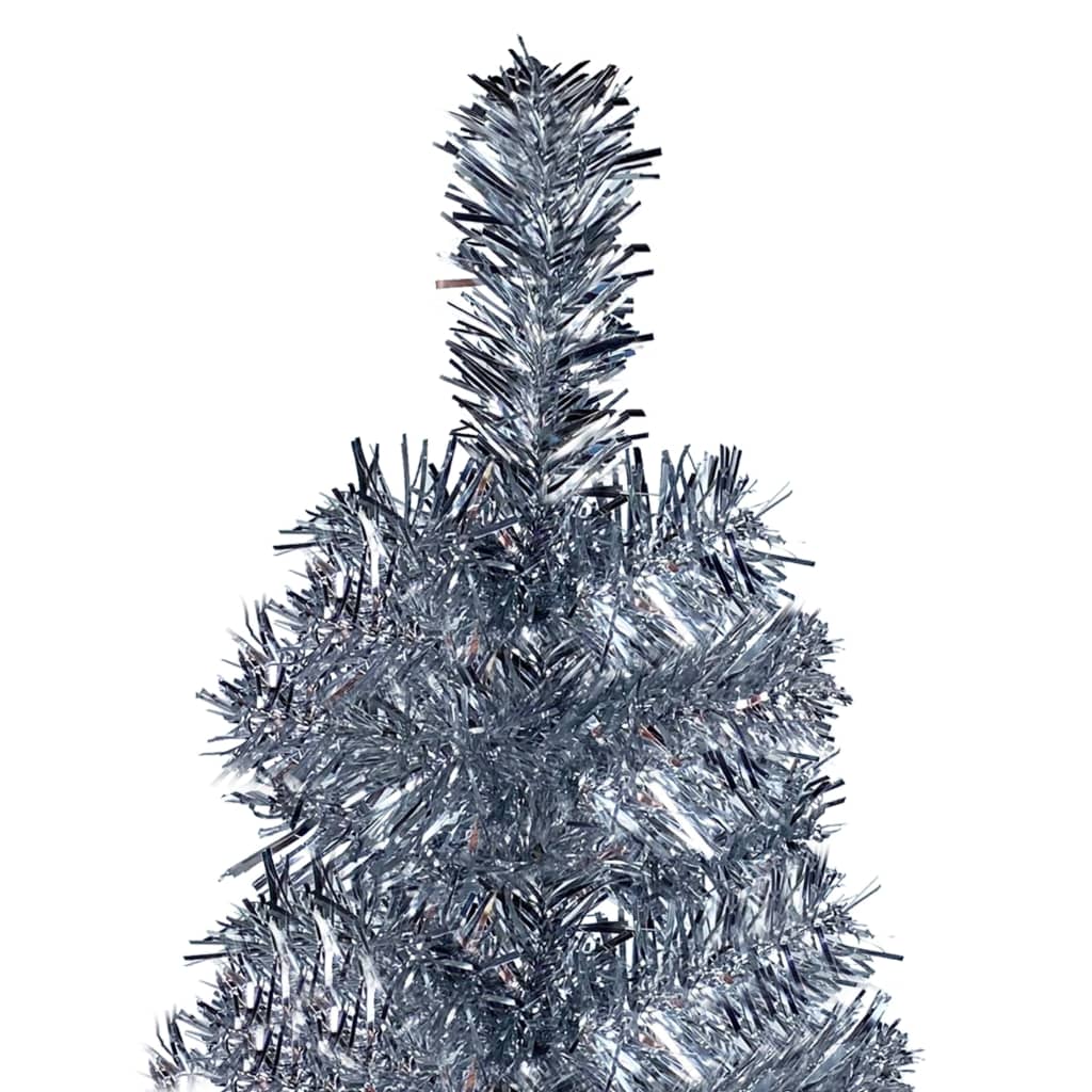 Slim Christmas Tree with LEDs& Ball Set Silver 120 cm