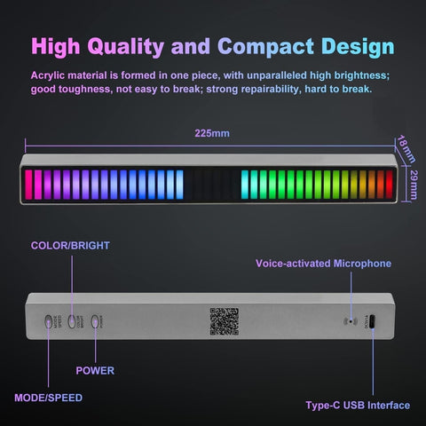 Smart Colorful RGB Music Sync Light Bar with App Control for Gaming, TV and Party