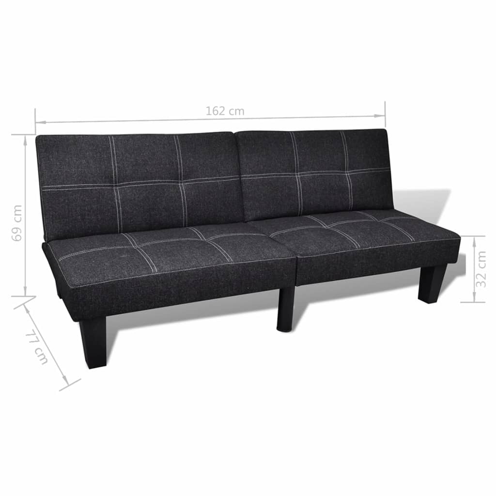 Sofa Bed Fabric Adjustable Black