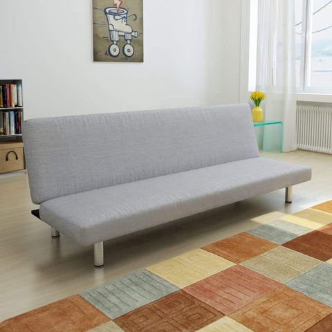 vidaxl45- Sofa Bed Light Grey Polyester