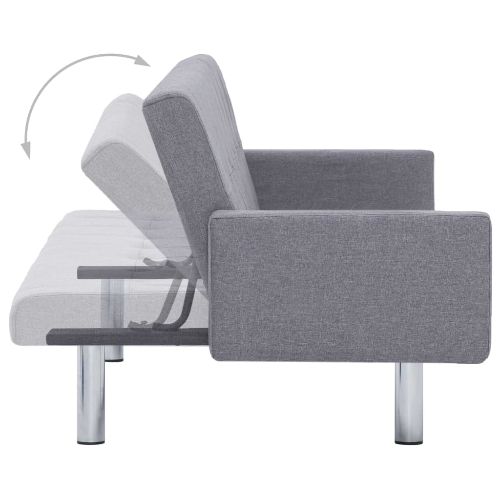 Sofa Bed with Armrest Light Grey Polyester - Simple deals