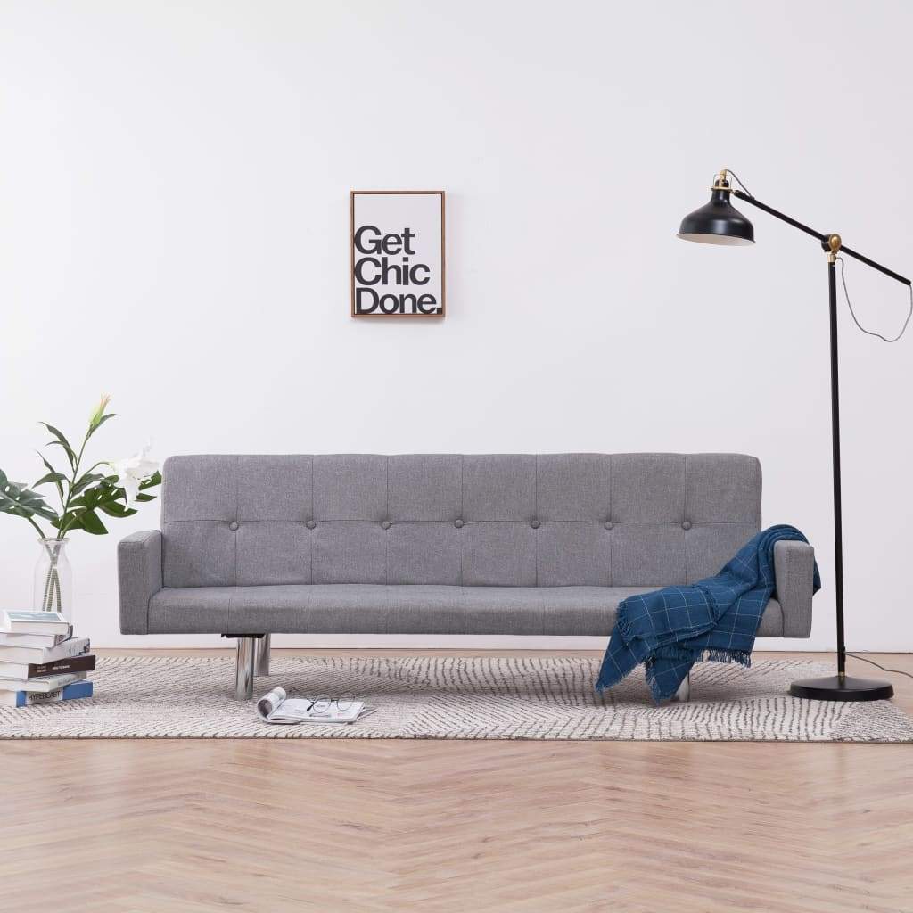 Sofa Bed with Armrest Light Grey Polyester - Simple deals
