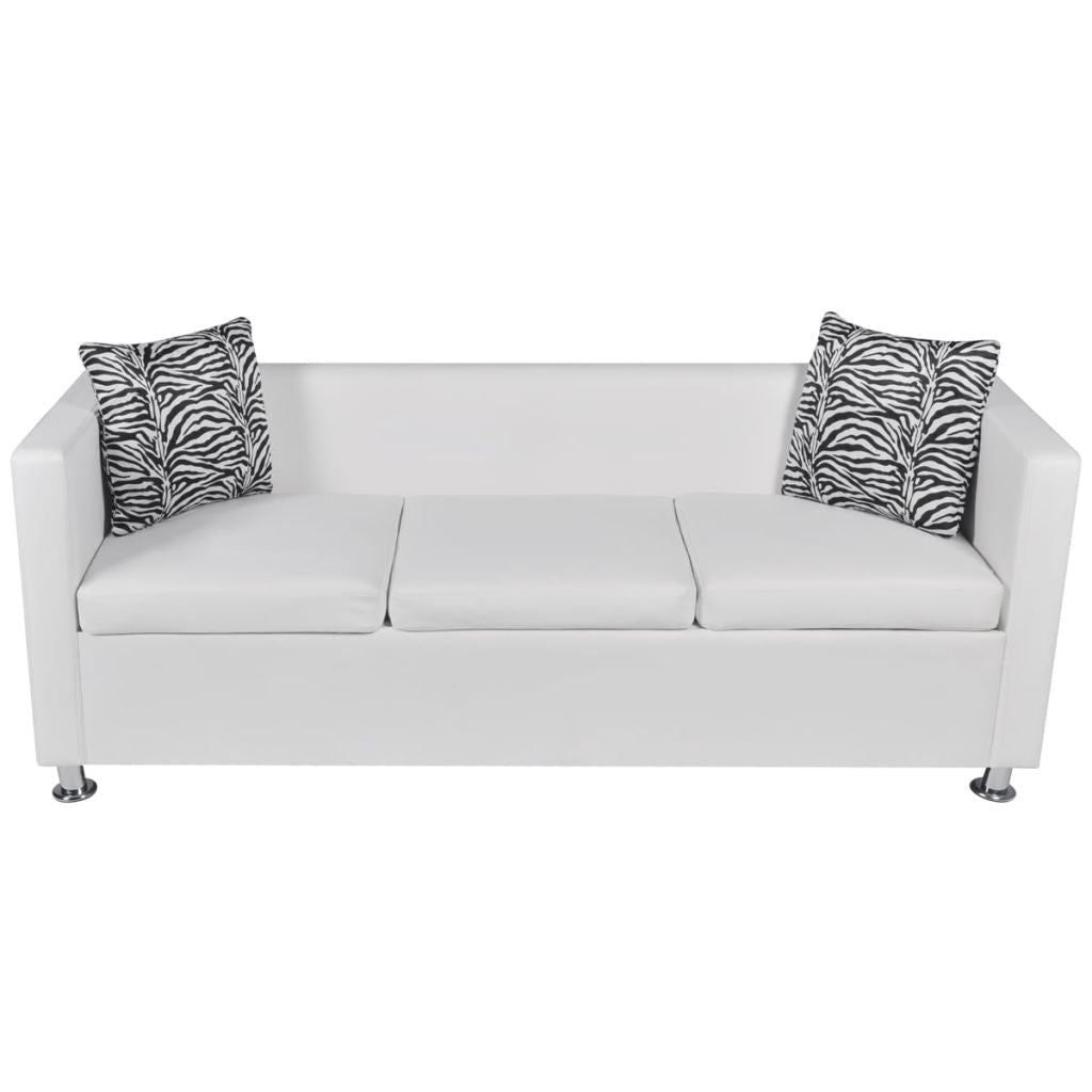 Sofa Set Artificial Leather 3-Seater 2-Seater Armchair White