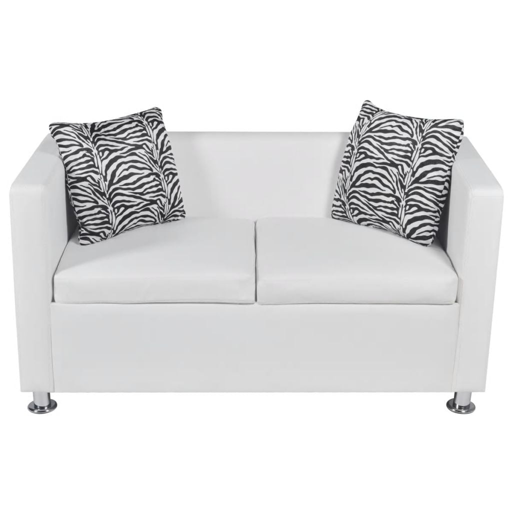 Sofa Set Artificial Leather 3-Seater 2-Seater Armchair White