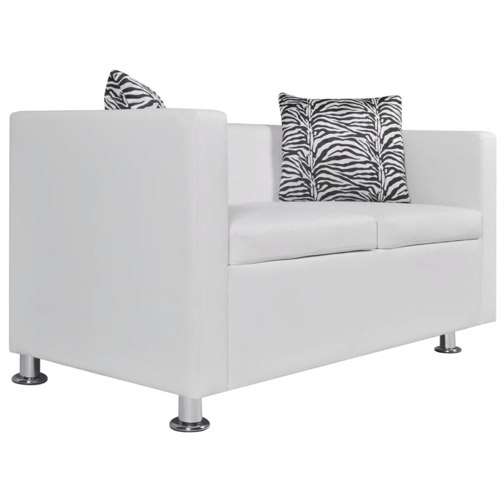 Sofa Set Artificial Leather 3-Seater 2-Seater Armchair White