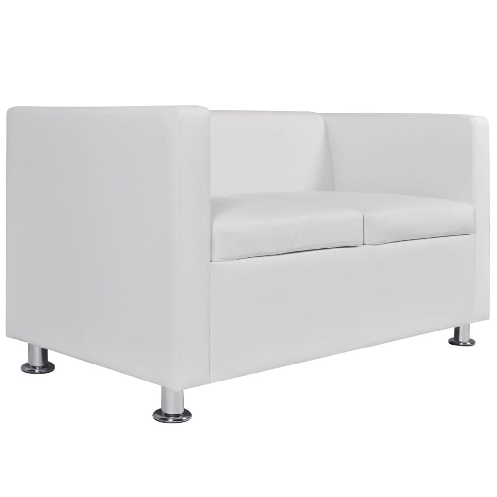 Sofa Set Artificial Leather 3-Seater 2-Seater Armchair White