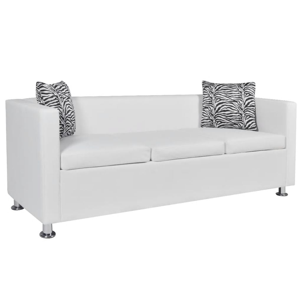 Sofa Set Artificial Leather 3-Seater 2-Seater Armchair White
