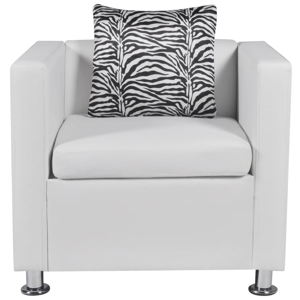Sofa Set Artificial Leather 3-Seater 2-Seater Armchair White