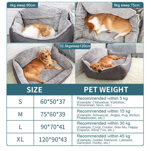 Sofa-Style Dog Bed Waterproof Washable Soft High Back Comfy Sleeping Kennel Xl