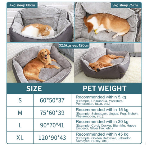 Sofa-Style Dog Bed Waterproof Washable Soft High Back Comfy Sleeping Kennel XL