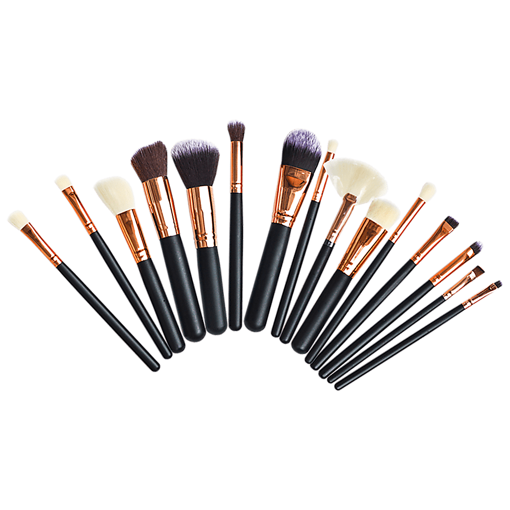 Soft 15Pcs Pro Face Powder Makeup Brushes Set Eyeshader Blending Highlight Tools