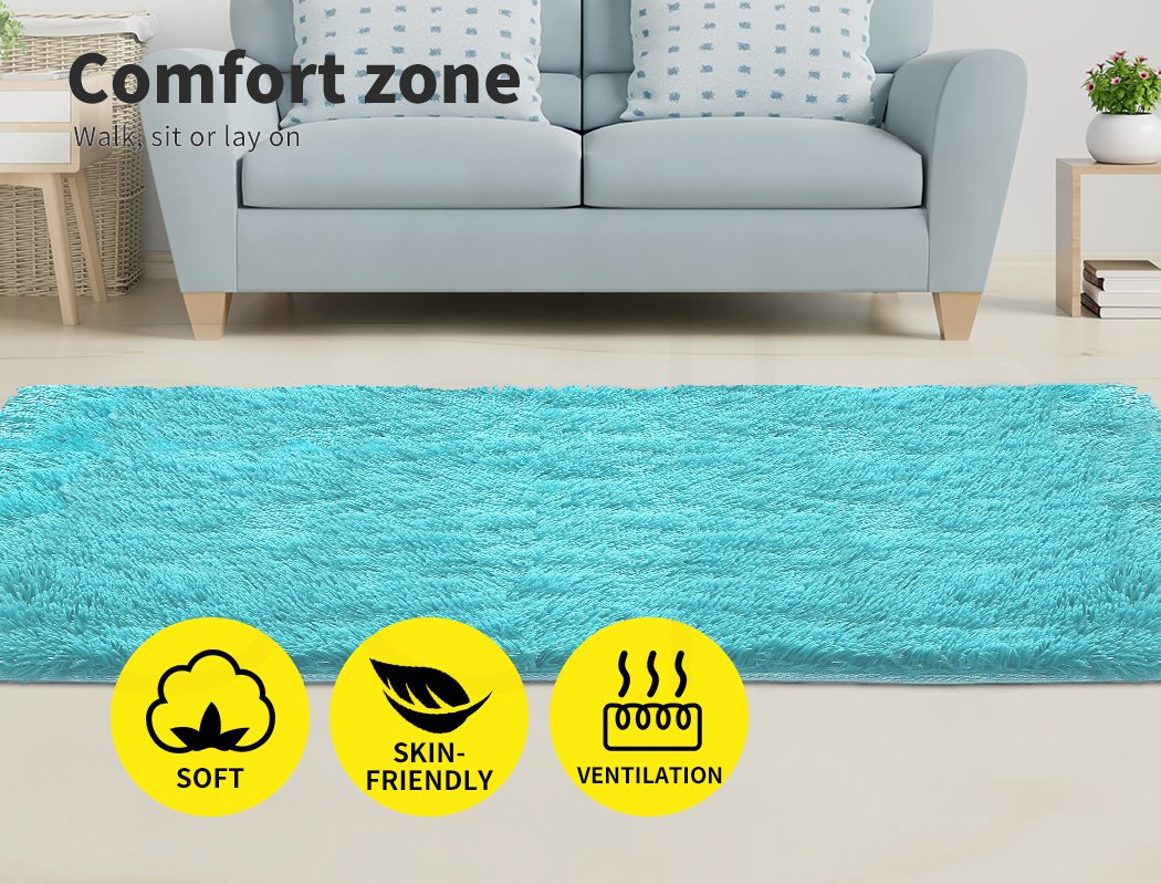 living room Soft Shag Shaggy Floor Confetti Rug Carpet 200X230Cm White