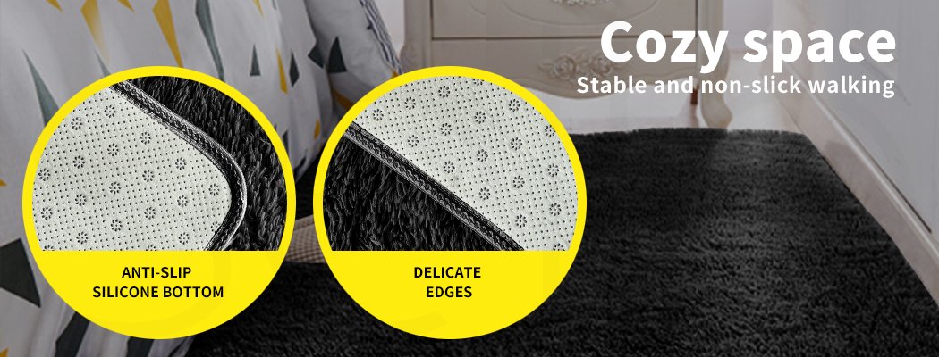 living room Soft Shag Shaggy Floor Confetti Rug Carpet 200X230Cm White