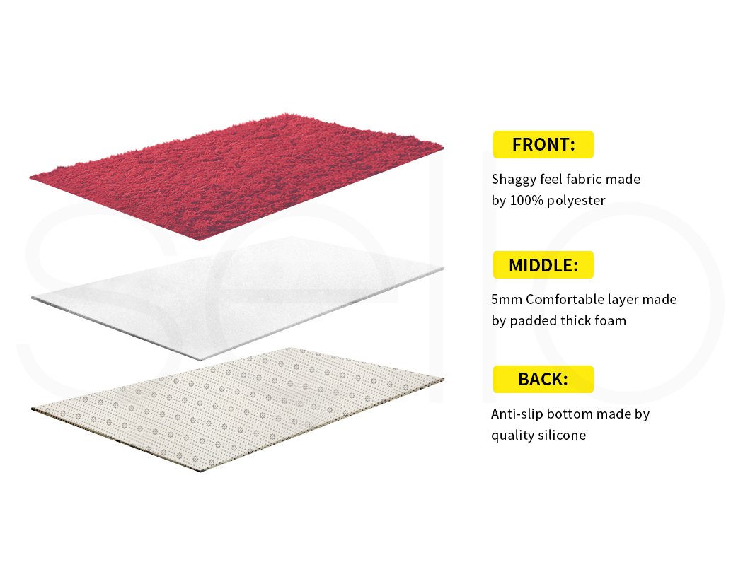 living room Soft Shag Shaggy Floor Confetti Rug Carpet 80X120Cm Red