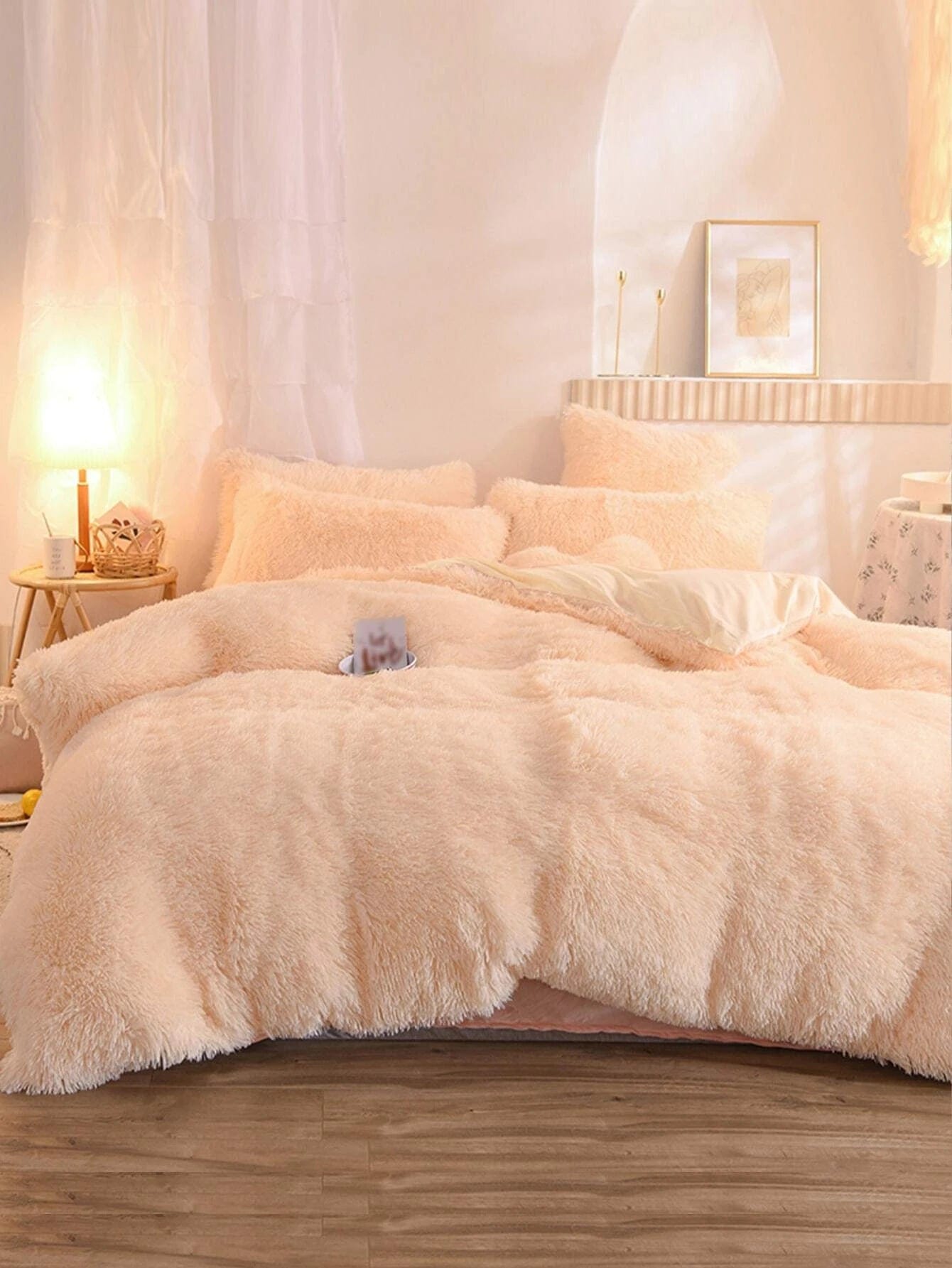 Solid Fuzzy Duvet Cover Set Without Filler