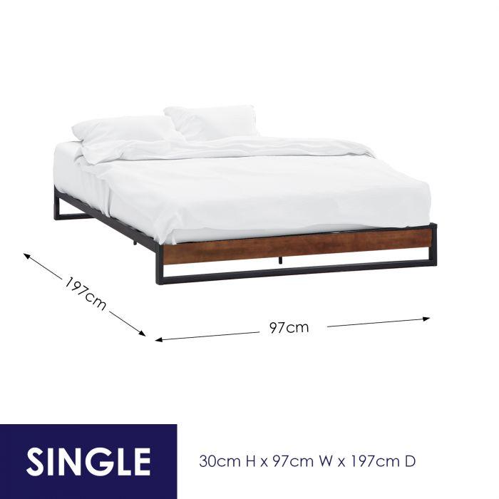 Single Solid metal frame with Wood bed base