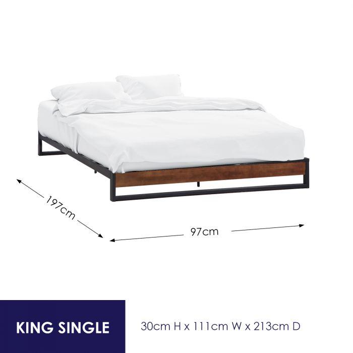 King Single Solid metal frame with Wood bed base