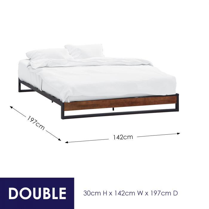Double Solid metal frame with Wood bed base