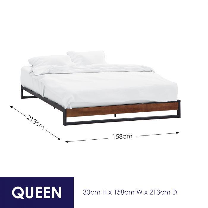 Queen Solid metal frame with Wood bed base