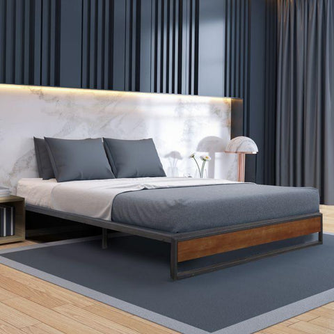 Solid metal frame with Wood bed base