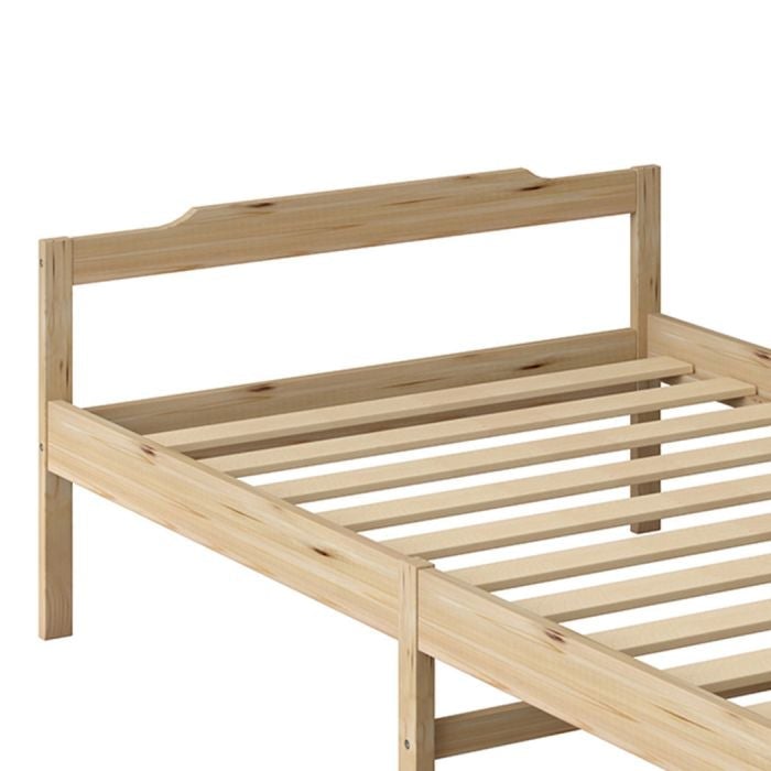 Solid Timber Pine Wood Bed Frame King Single -Natural