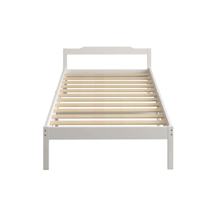 Solid Timber Pine Wood Bed Frame King Single -White