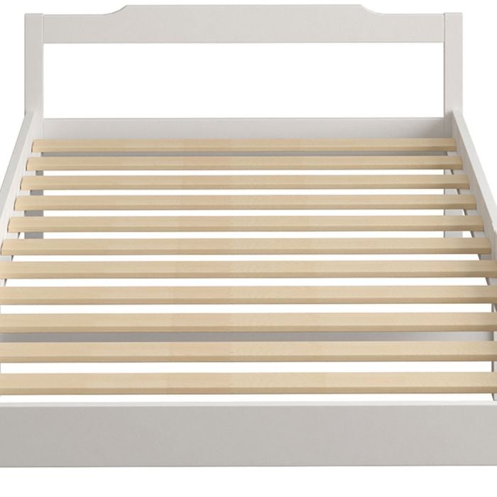 Solid Timber Pine Wood Bed Frame King Single -White