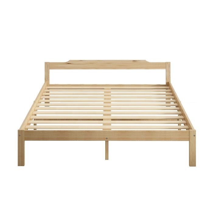 Solid Timber Pine Wood Bed Frame Queen-Natural