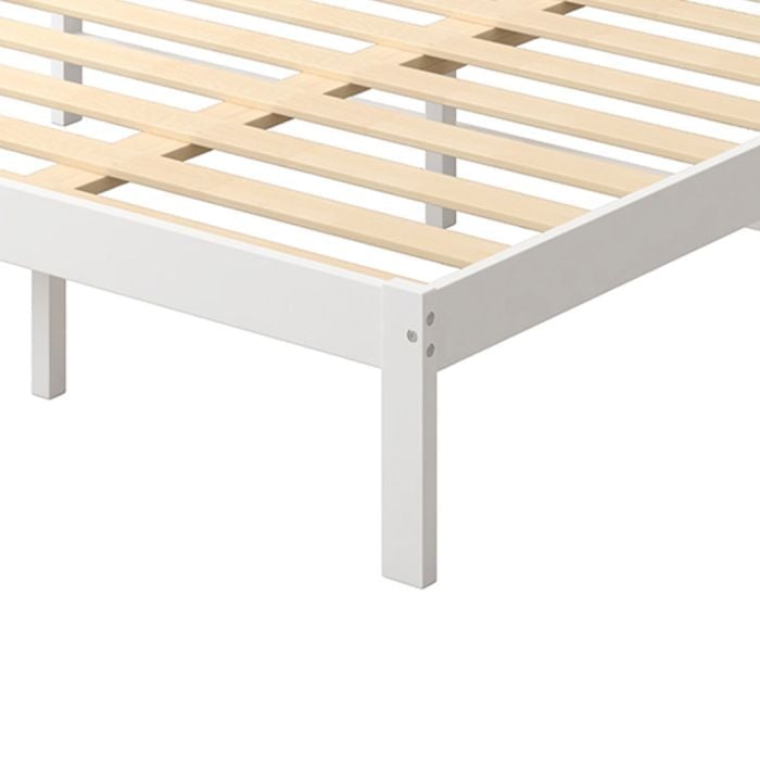 Solid Timber Pine Wood Bed Frame Queen -White