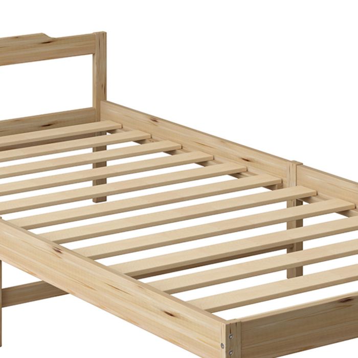 Solid Timber Pine Wood Bed Frame Single -Natural