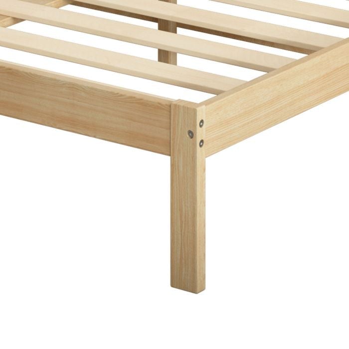 Solid Timber Pine Wood Bed Frame Single -Natural