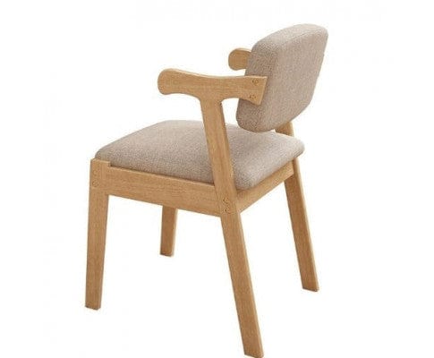 Solid Timber Z Shape Dining Chair (Set of 2)/Pinewood/Cotton and Linen