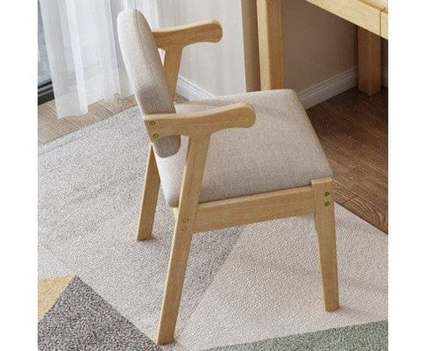 Solid Timber Z Shape Dining Chair (Set of 2)/Pinewood/Cotton and Linen