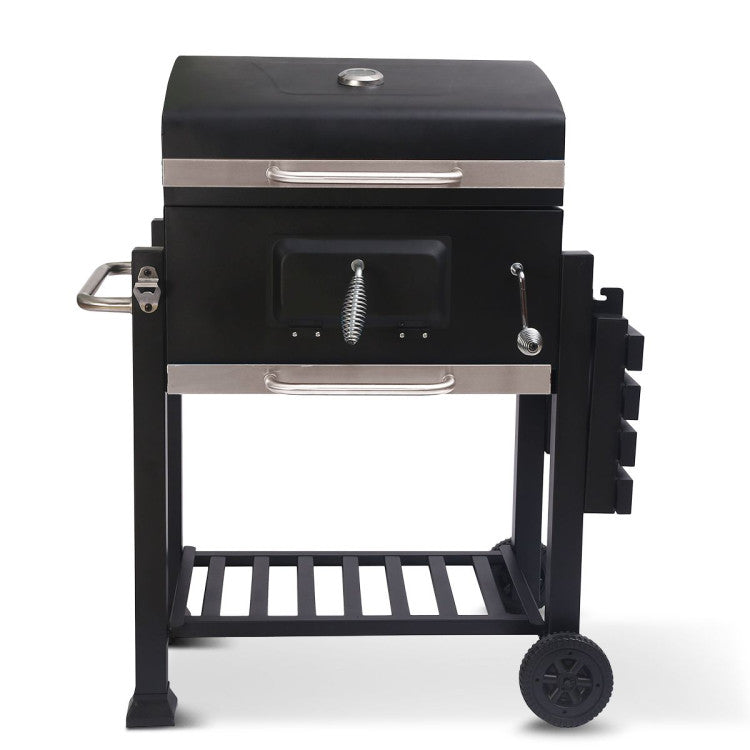 Square outdoor barbecue grill bbq