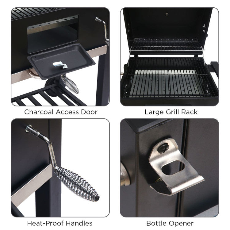 Square outdoor barbecue grill bbq