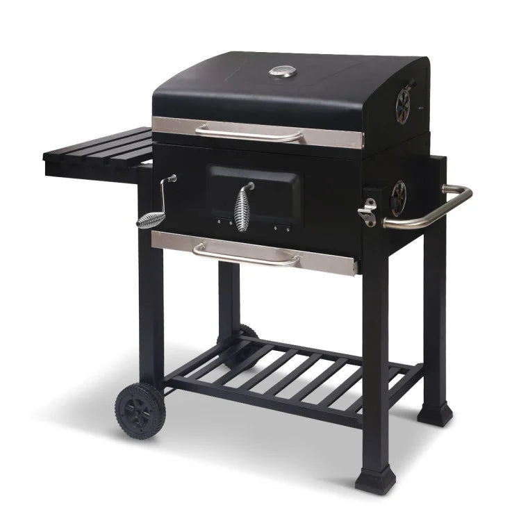 Square outdoor barbecue grill bbq