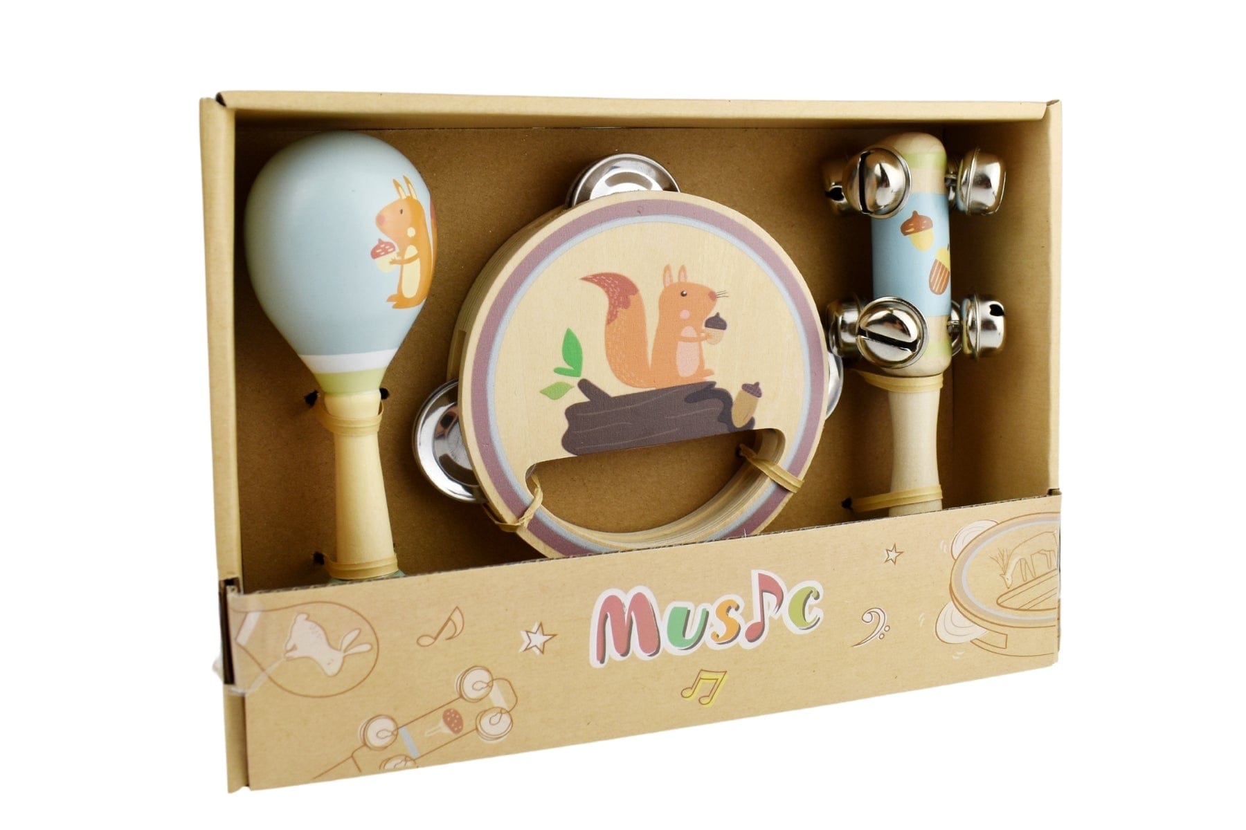 Squirrel Wooden 3Pcs Musical Set