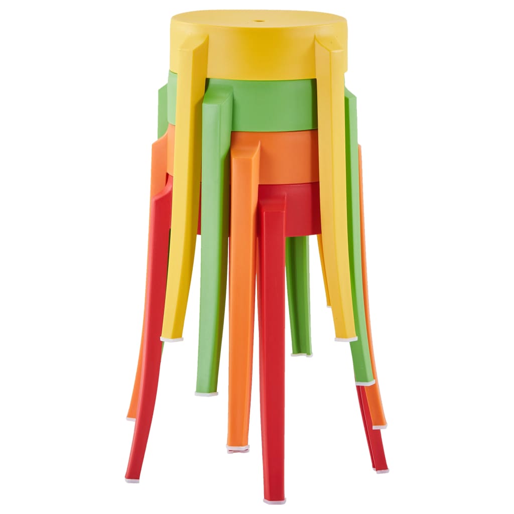 Stackable Stools 4 pcs Multicolour Plastic