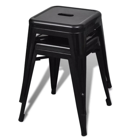 Stacking Stools 2 pcs Black Metal
