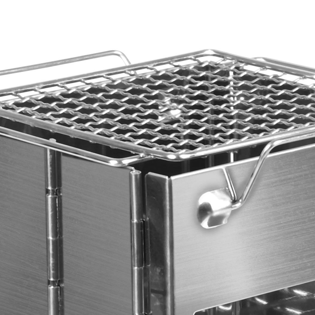 Stainless Steel BBQ Grill Folding Stove Portable Outdoor Camping Large