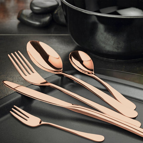 Kitchen Supplies Stainless Steel Cutlery Set Glossy Knife Fork Spoon Child Travel Rose Gold 30pcs
