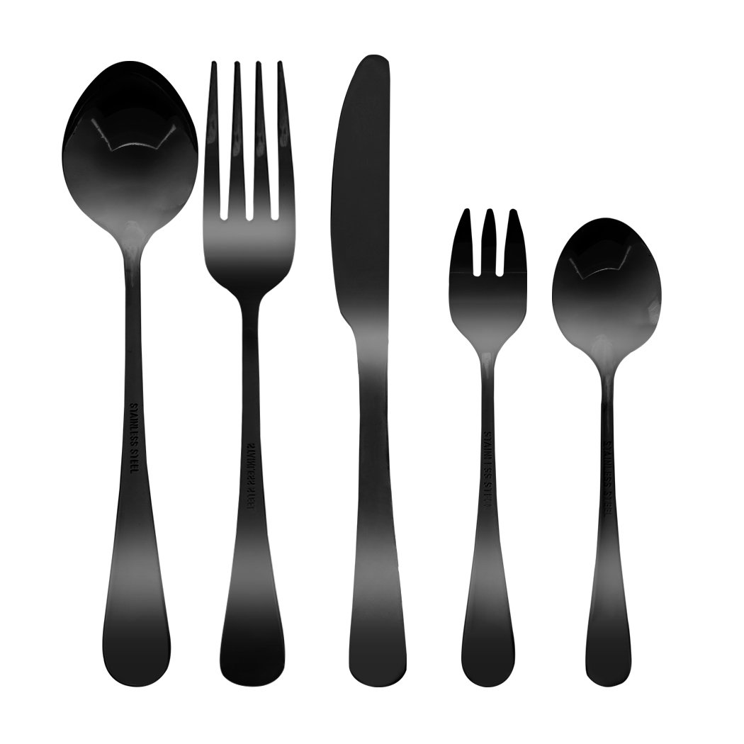 Kitchen Supplies Stainless Steel Cutlery Set Travel Knife Fork Spoon Black Child Tableware 30pcsc