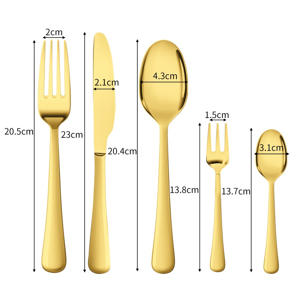 Kitchen Supplies Stainless Steel Cutlery Set Travel Knife Fork Spoon Glossy Gold Tableware 30PCS