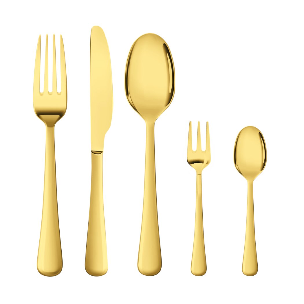 Kitchen Supplies Stainless Steel Cutlery Set Travel Knife Fork Spoon Glossy Gold Tableware 30PCS