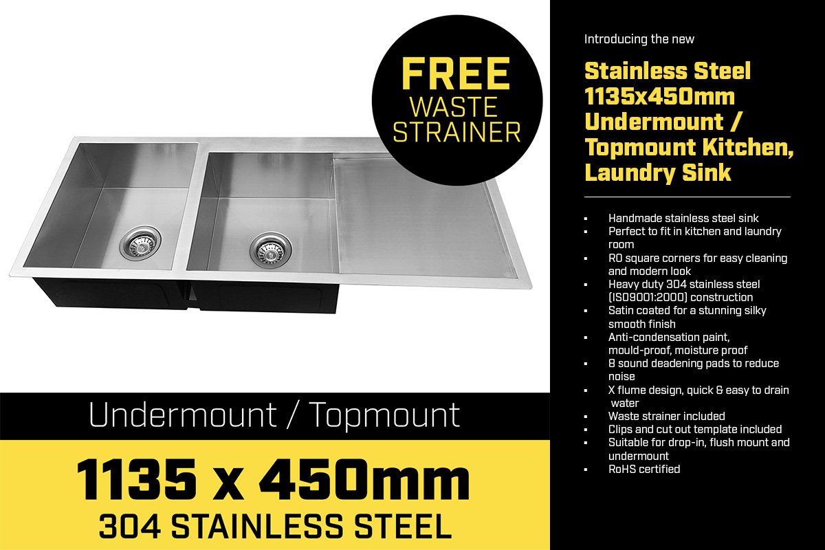 Stainless Steel Sink - 1135 x 450mm